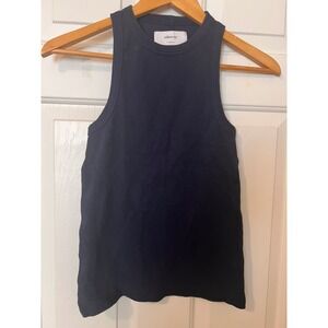 Soldout.nyc Ribbed Tank Top Navy Blue Cotton Blend Racerback XS